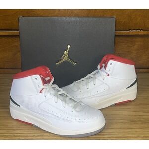 Jordan 2 Retro PS White Fire Red Fir Sail Kids Sneakers DQ8564-101 Size 3Y
